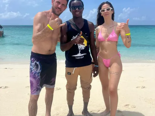 Zanzibar tour moment with happy travelers